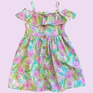 Floral & Ruffled Lined Dress Toddler Girls Size 5